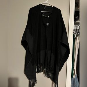 MIXIT black and grey poncho with leather straps. One size.